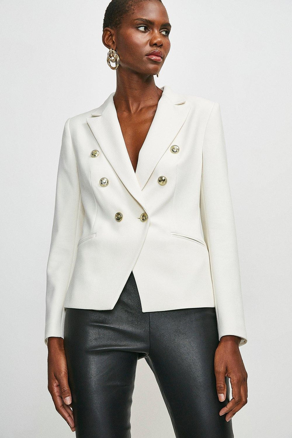 Tailored Button Military Blazer | Karen Millen UK & IE