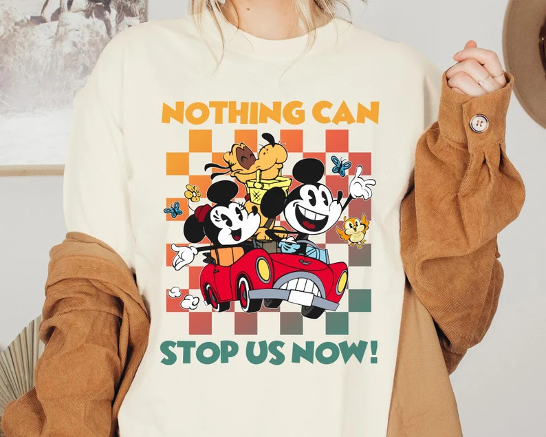 Mickey and Minnie's Runaway Railway Nothing Can Stop Us Now Comfort Colors Shirt, Checkered Disne... | Etsy (US)