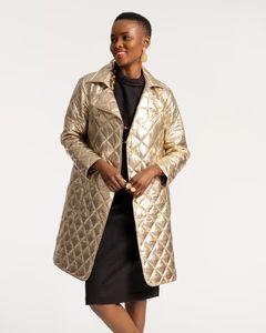 Sydney Quilted Peacoat Platino | Frances Valentine