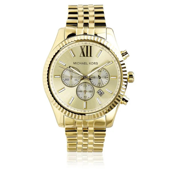 Michael Kors Men's MK8281 Gold-Tone Fluted Bezel Chronograph Watch - Gold | Bed Bath & Beyond