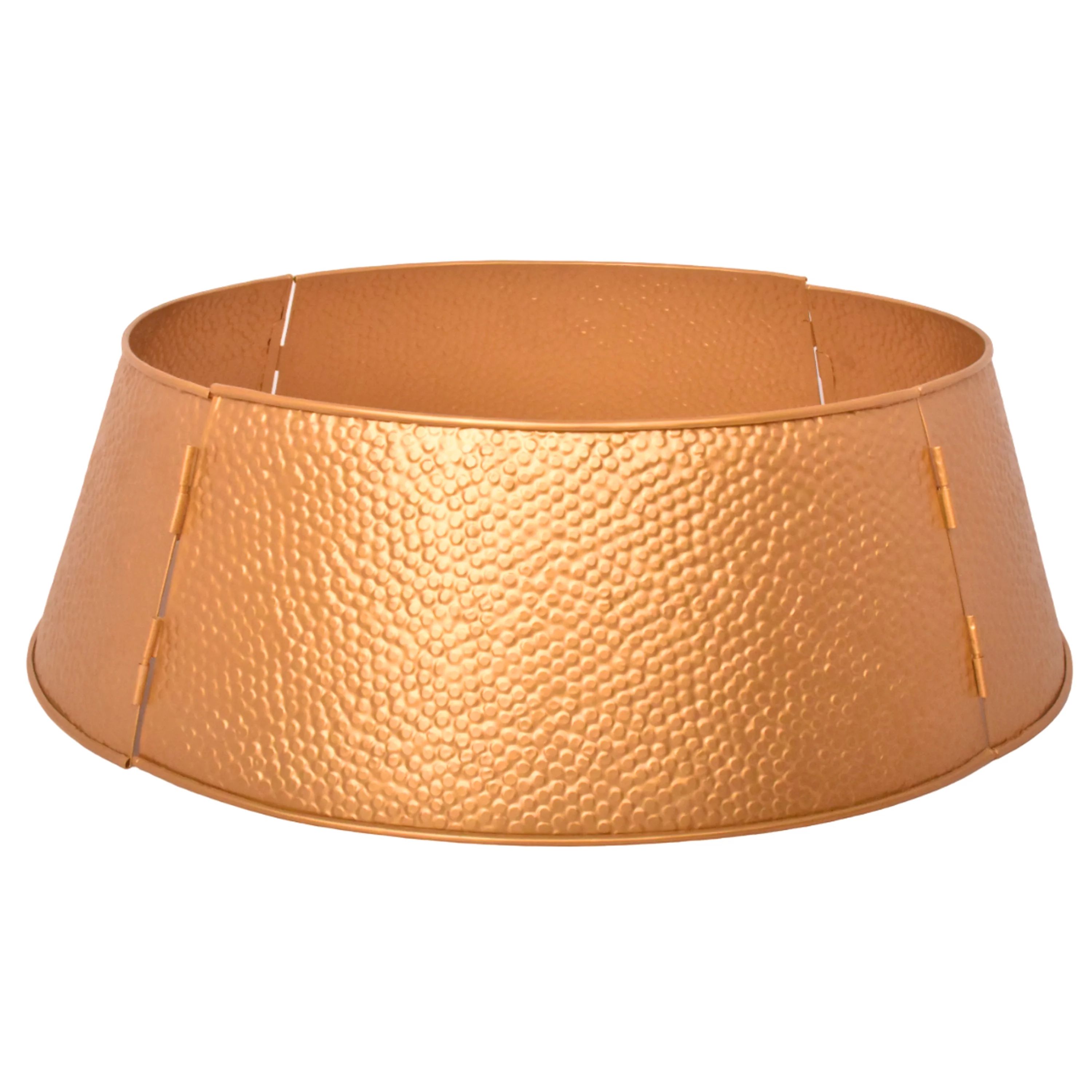 Gold Metal Honeycomb Hammered Tree Collar, 27 in x 27 in x 8 in, by Holiday Time | Walmart (US)