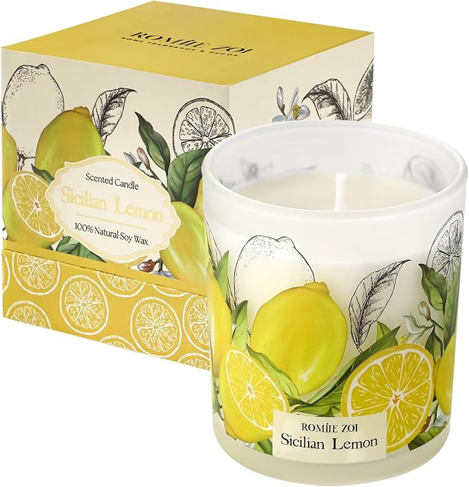Scented Candle - Sicilian Lemon- 6oz Aromatherapy Soy Wax Jar Candle for Home, Gifts for Women - ... | Amazon (US)