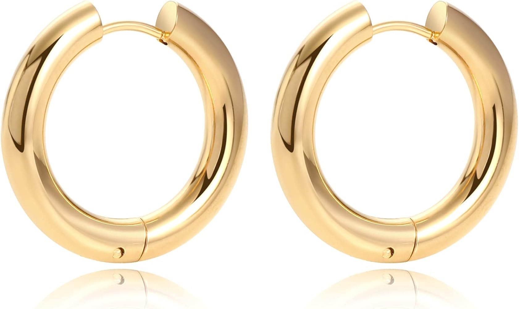 DoreenBox Gold Huggie Hoop Earrings for Women Men, 18K Gold Plated Hypoallergenic Minimalist Cartila | Amazon (US)