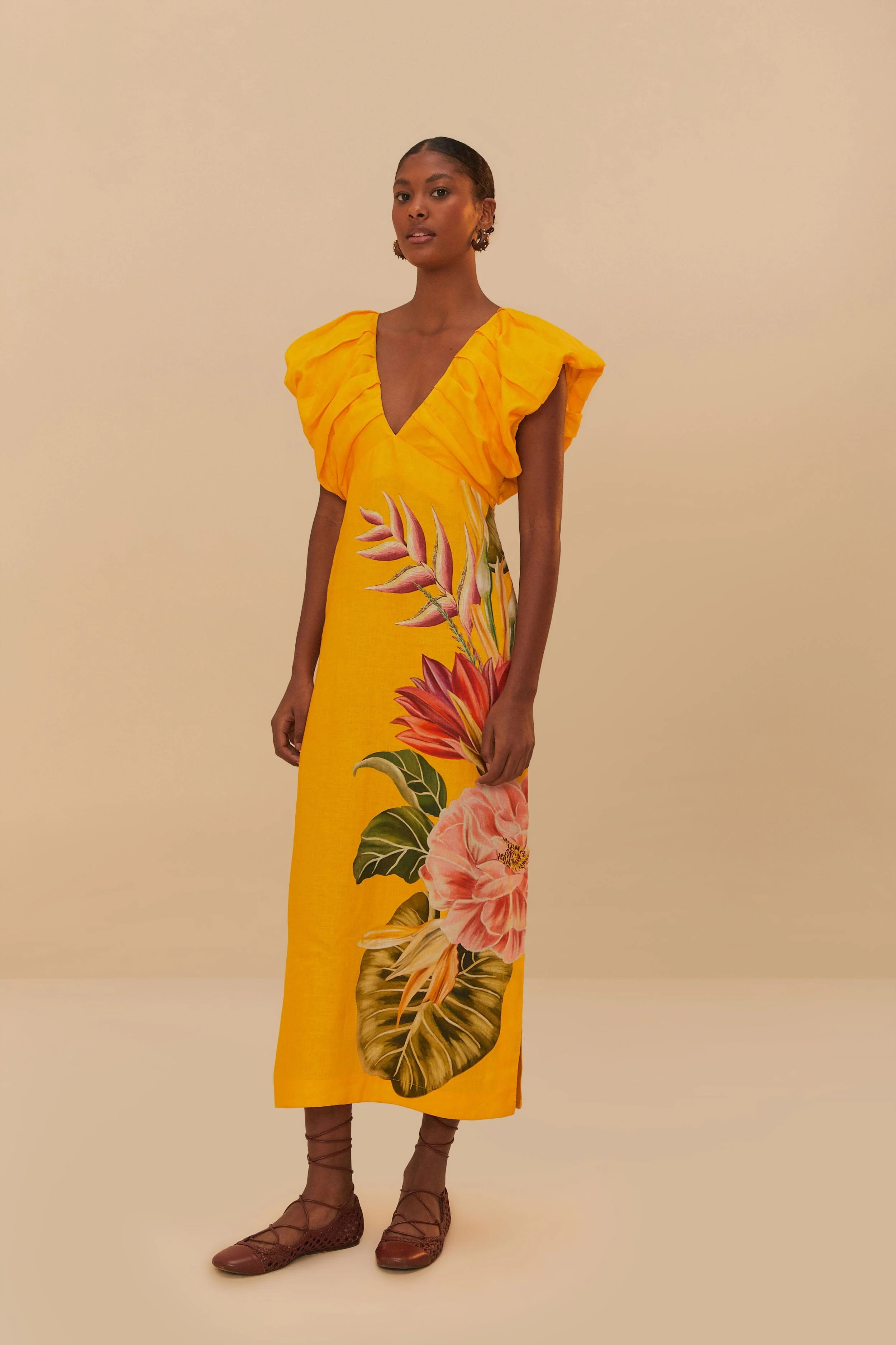 Off-White Spring Awakening Euroflax™ Premium Linen Midi Dress | FarmRio (US)