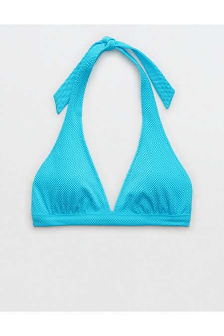 Aerie Shine Pique Halter Triangle Bikini Top | Aerie