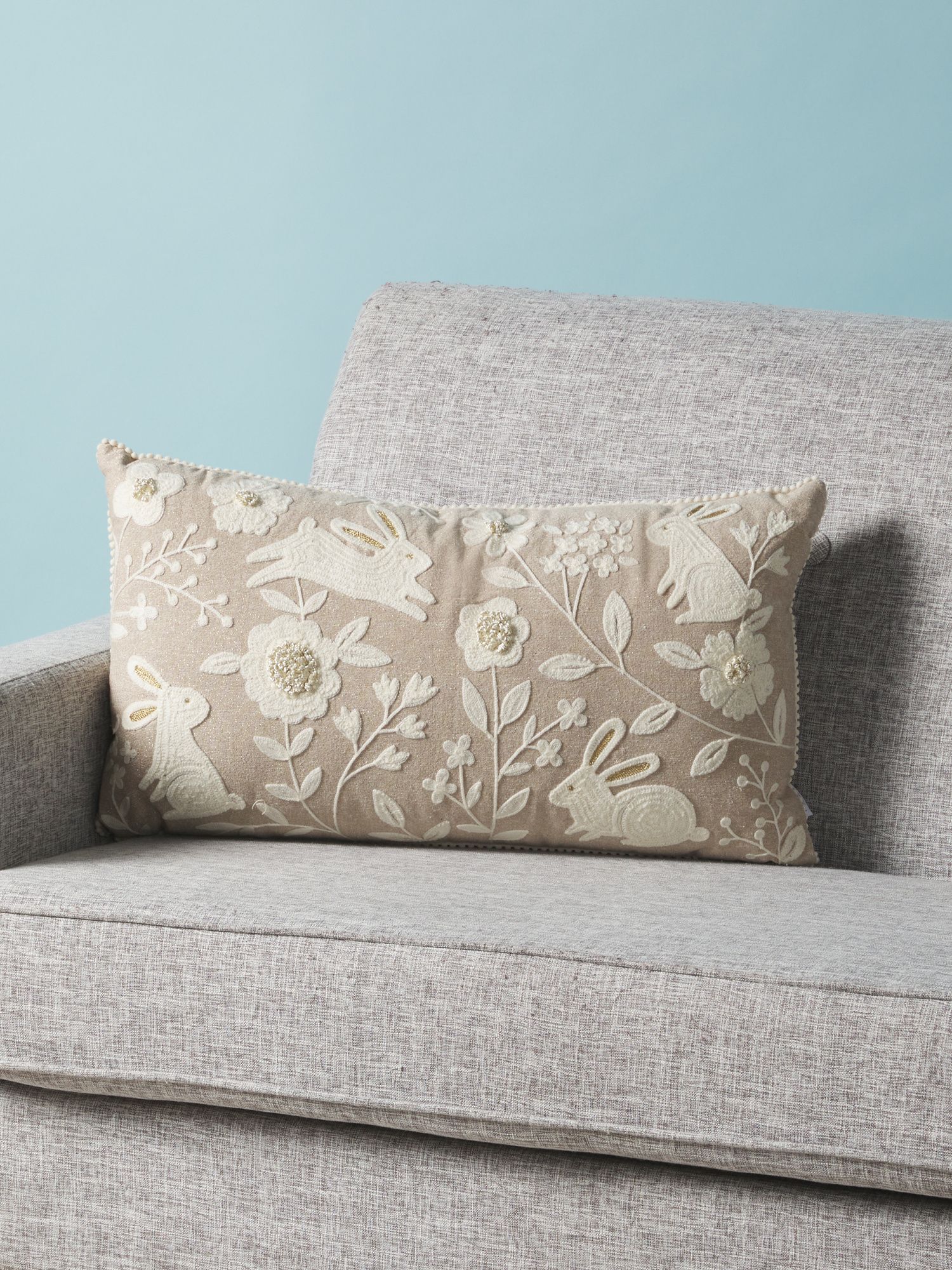 14x24 Embroidered Bunny Flower Garden Pillow | Pillows & Throws | HomeGoods | HomeGoods