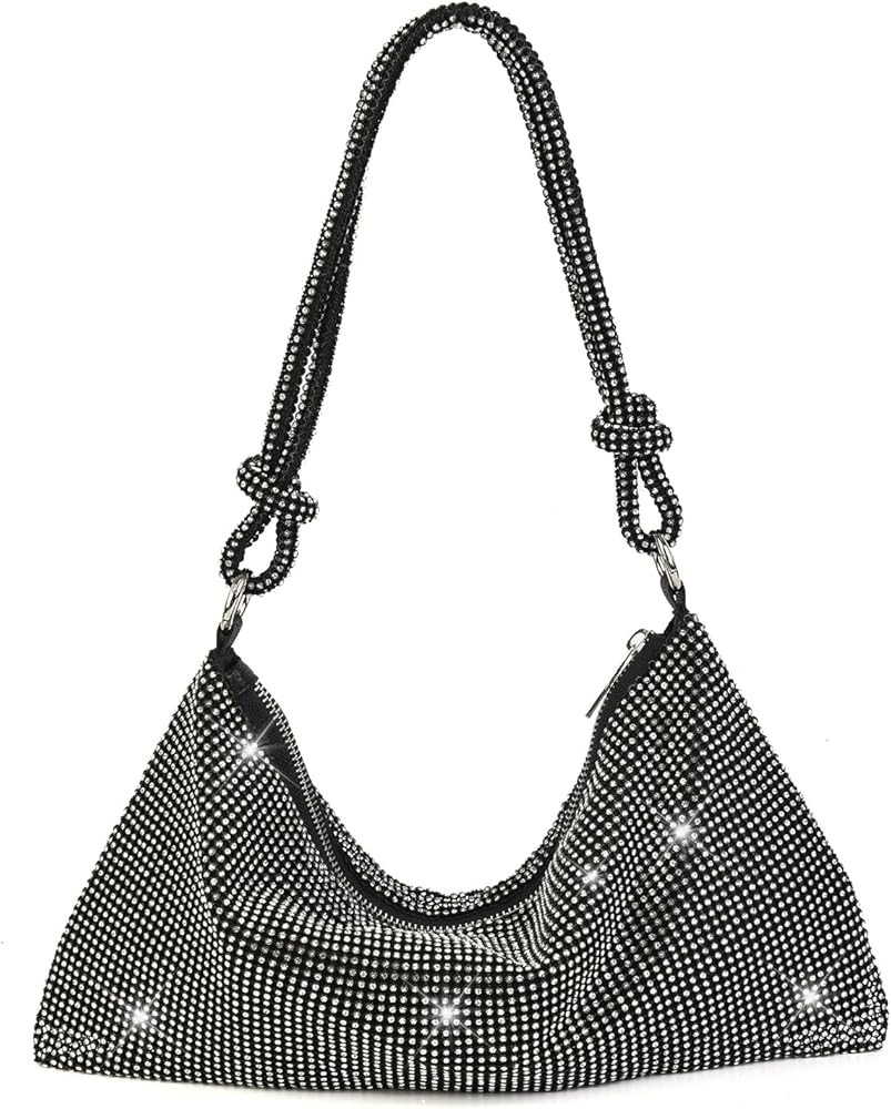 Valleycomfy Chic Rhinestone Purses for Women Sparkly Evening Handbag Bling Hobo Bag Shiny Silver ... | Amazon (US)