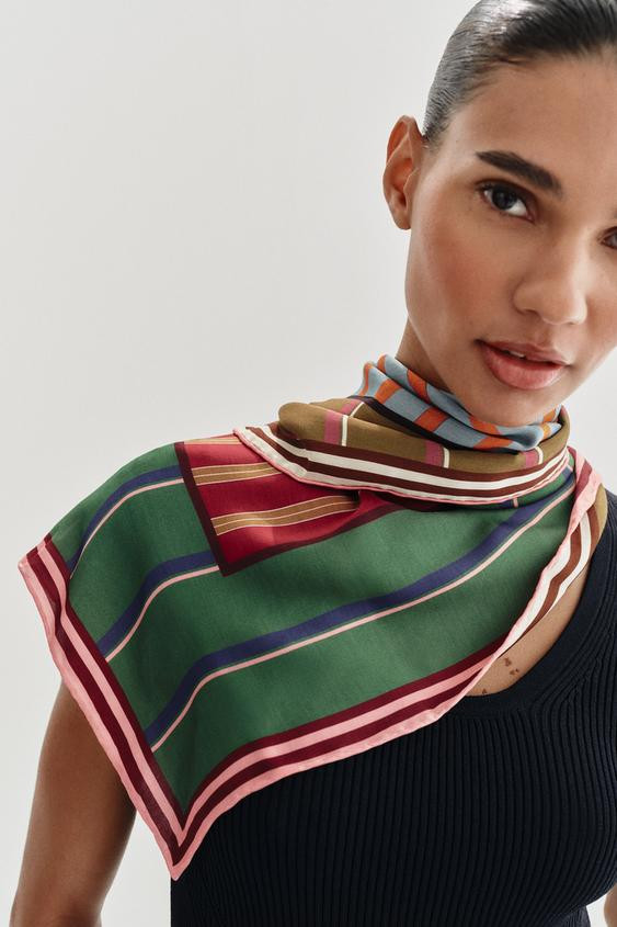 SATIN STRIPED SCARF | Zara US