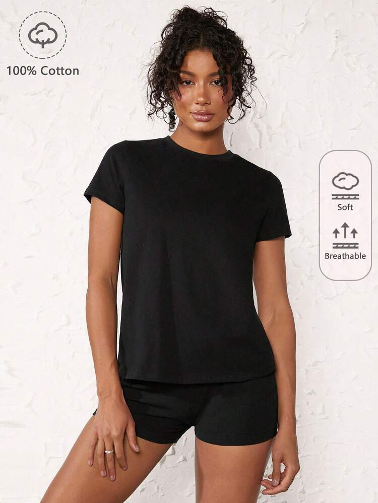 SHEIN BASICS 100% Cotton Solid Round Neck Tee
       
              
              $8.07  
      ... | SHEIN