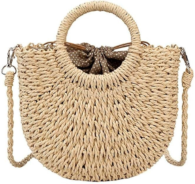 Women Straw Crossbody Bag Summer Beach Weave Shoulder Bag Rattan | Amazon (US)