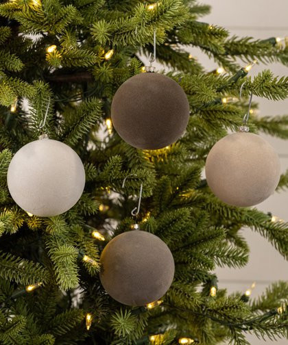 Ragon House | Gray 3.25'' Flocked Ball Ornament - Set of Four | Zulily