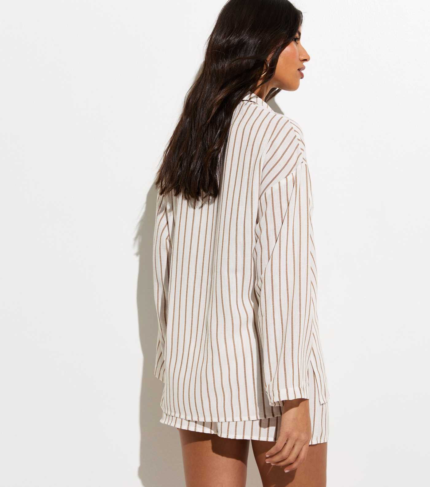 White Striped Oversized Long Sleeve Beach Shirt | New Look | New Look (UK)