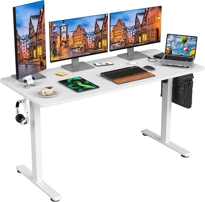 STARY Electric Standing Desk Adjustable Height Sit Stand Home Office Desk with Splice Board | Amazon (US)