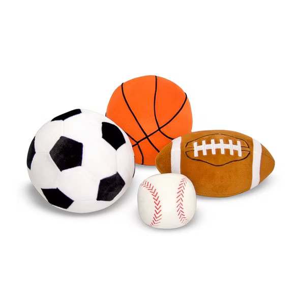 Melissa & Doug Sports Throw Pillows With Mesh Storage Bag - Plush Basketball, Baseball, Soccer Ba... | Target