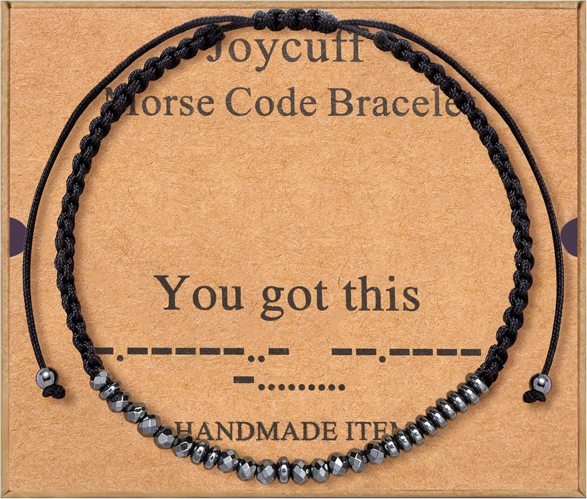 JoycuFF Morse Code Bracelets for Women Black/Grey Birthday Christmas Gifts to Her Funny Gift for ... | Amazon (US)