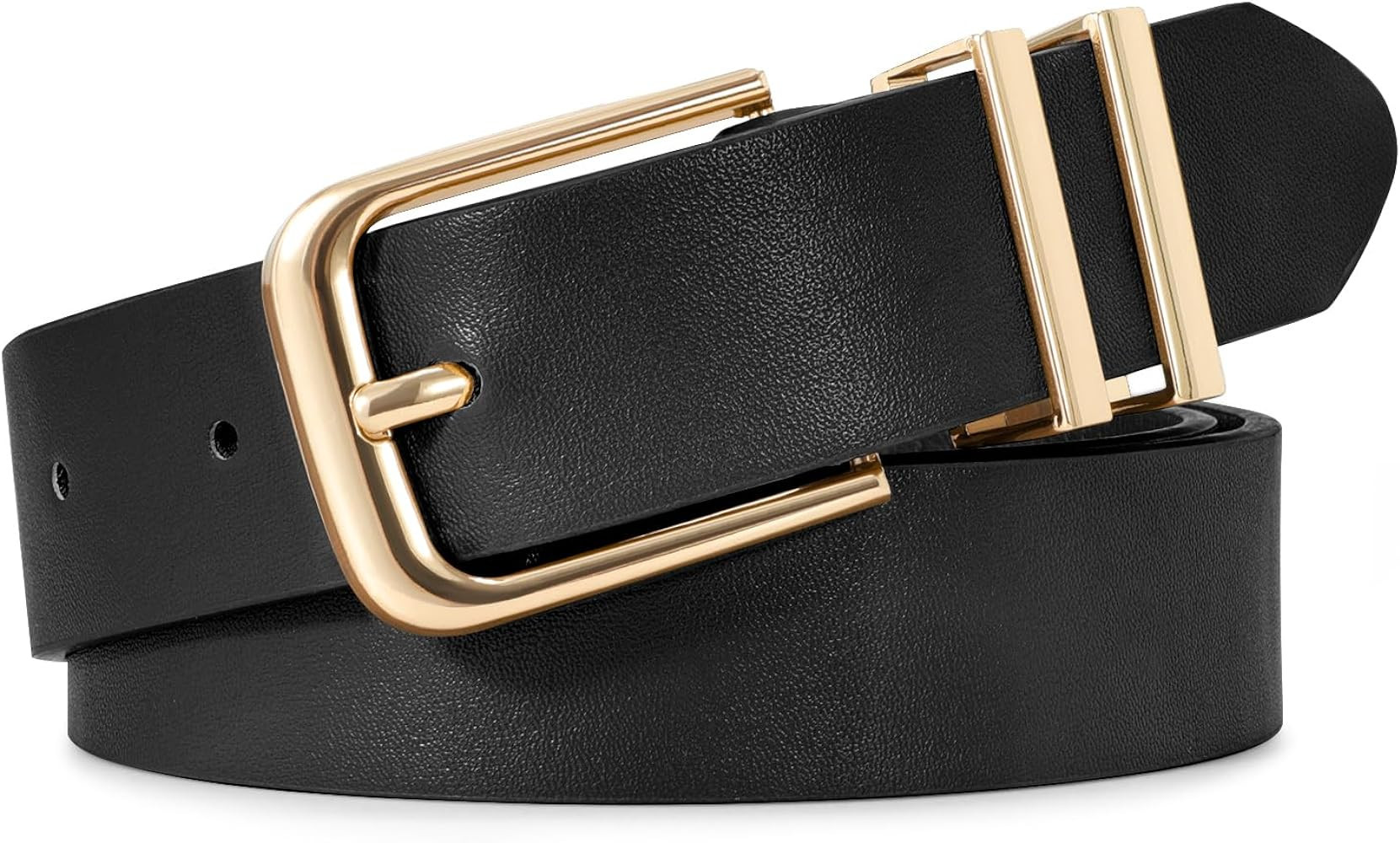 VONMELLI Women's Soft Faux Leather Belt for Jeans Pants Dress Fashion Ladies Waist Belt with Gold... | Amazon (US)