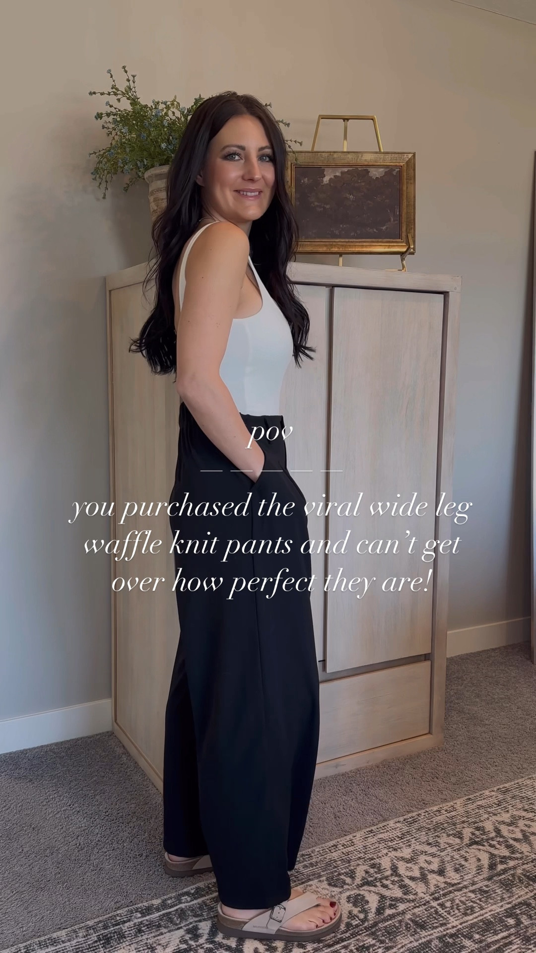 Viral wide leg waffle knit halara pants

Size reference 5’6” | 130lbs wearing small regular pants and small bodysuit 

Shoes - sized up a half size to 38



#LTKfindsunder50 #LTKworkwear #LTKover40