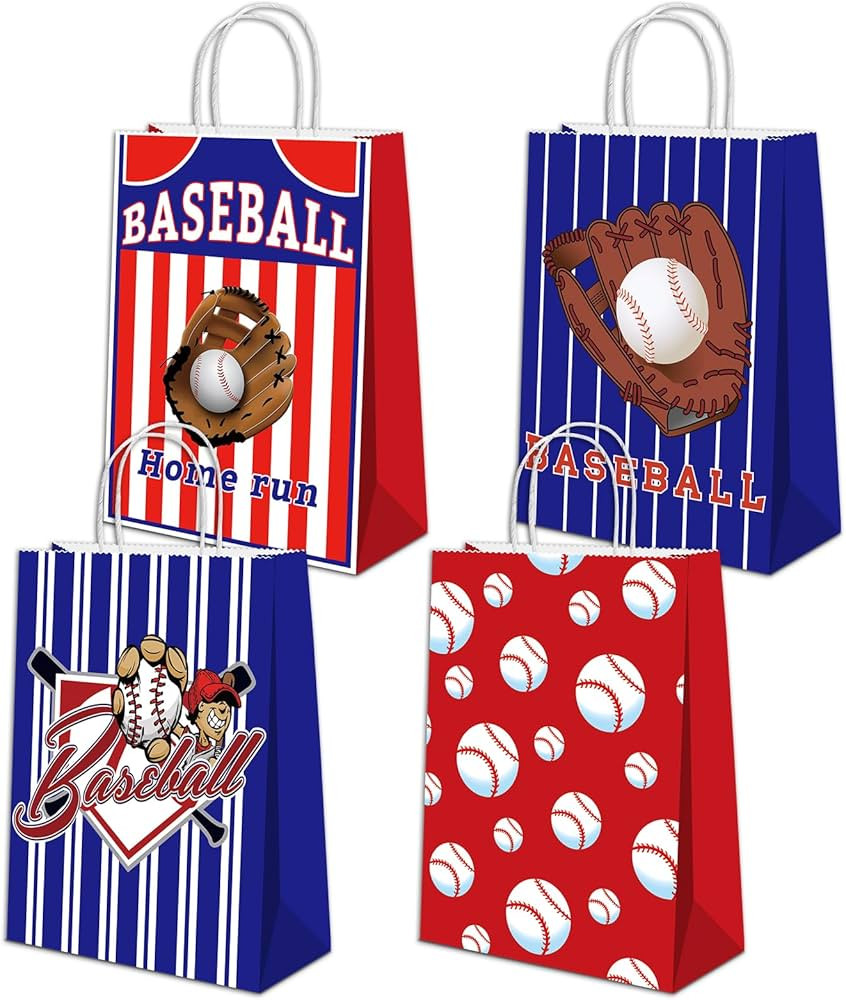 16 PCS Baseball Gift Bags With Handles for Party Decorations - Goodie Treat Snack Candy Favor Bag... | Amazon (US)