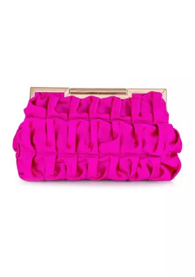 Jewel Badgley Mischka Ribbon Pleated Frame Clutch, Pink | Belk
