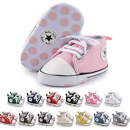 Meckior Baby Girls Boys Canvas Sneakers Soft Sole High-Top Ankle Infant First Walkers Crib Shoes | Amazon (US)