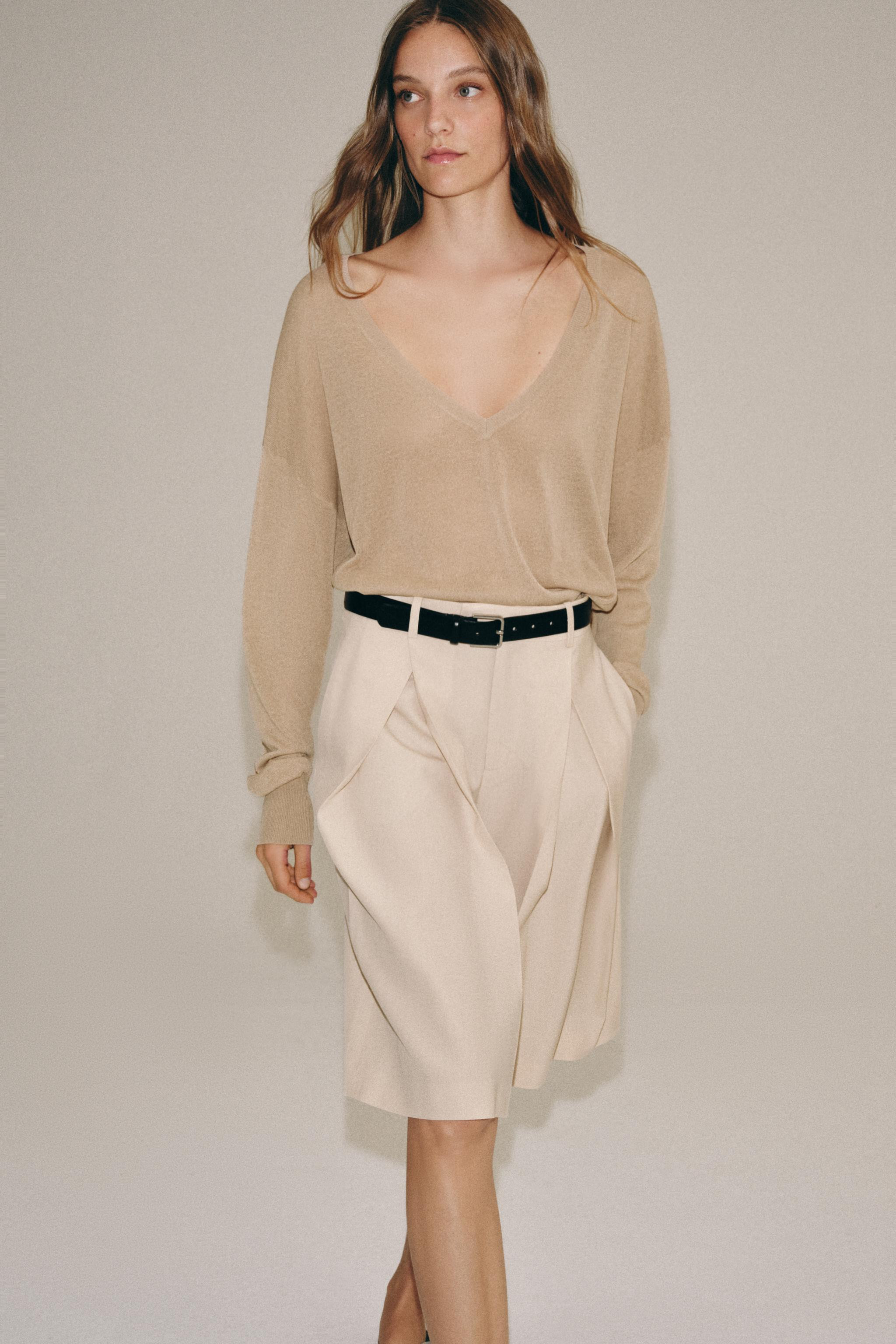 FINE KNIT V-NECK JUMPER | Zara UK
