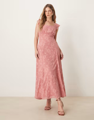 Anaya Floral burnout tie-back midi dress in dusty rose | ASOS (Global)