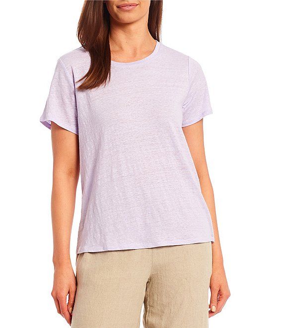 Organic Linen Knit Jersey Crew Neck Short Sleeve Coordinating Tee | Dillard's