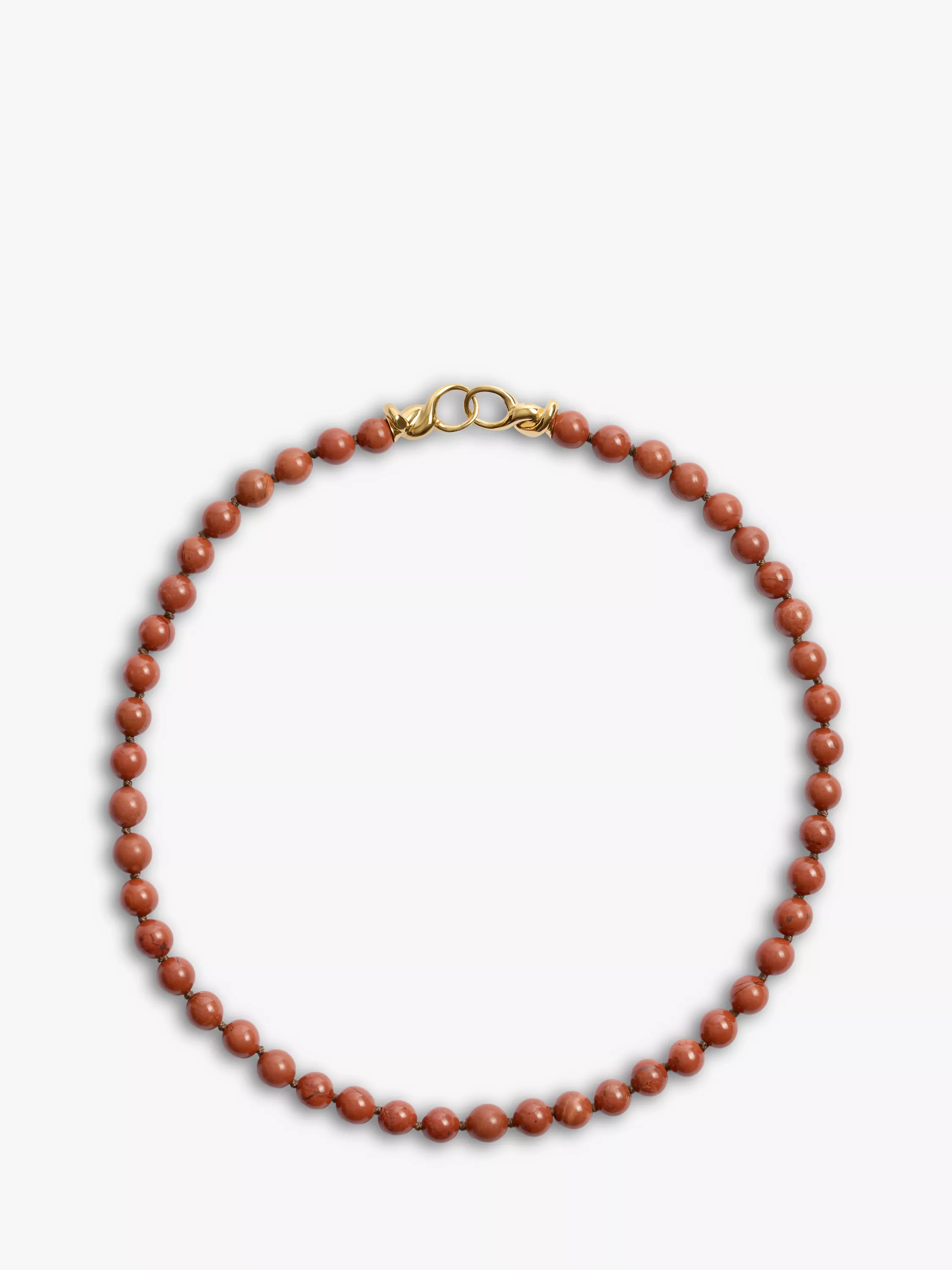 Ochre Round Beaded Jasper Necklace, Gold | John Lewis (UK)