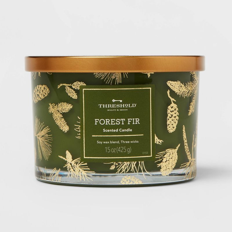 2-Wick Forest Fir Green Interior Color Spray with Gold Decal Candle - Threshold™ | Target