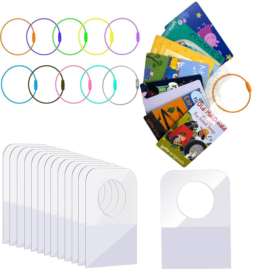 Card Holder for Yoto Cards Rings and Tabs 200 PCS Self Adhesive Tabs with 10 Loops Kids Travel Ca... | Amazon (US)