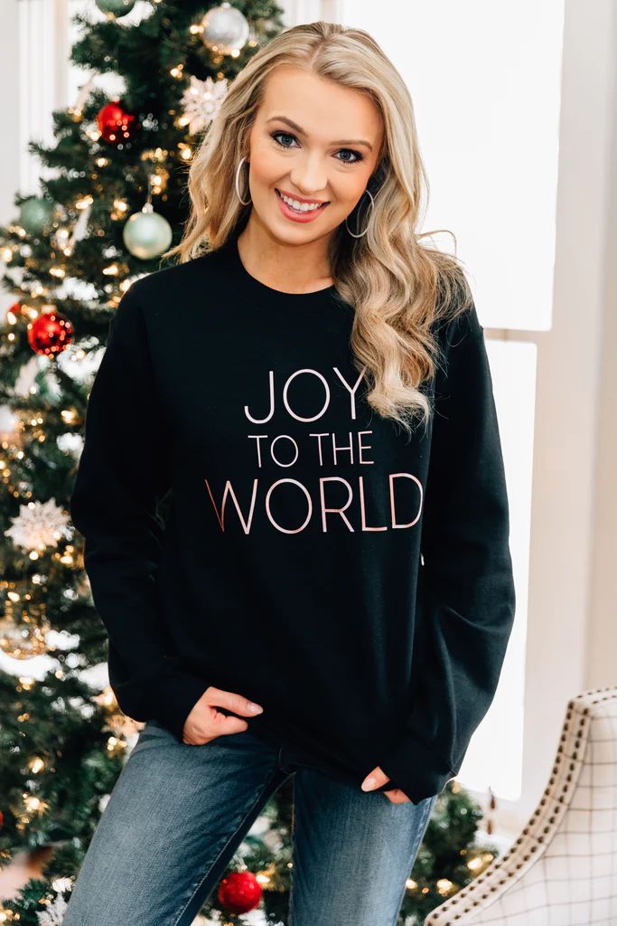 Joy To The World Black Graphic Sweatshirt | The Mint Julep Boutique