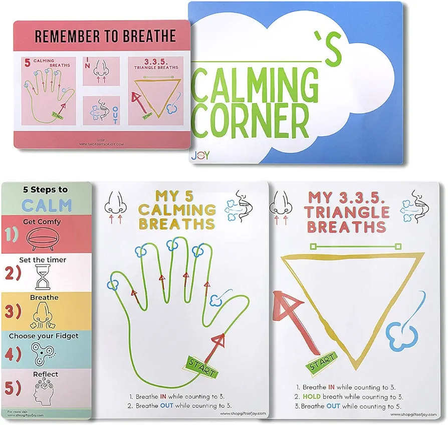 PreK to 5th Calm Corner Kit Visuals, Dry Erase Board, Feelings Poster, Breathing Guide, Calm Down... | Amazon (US)