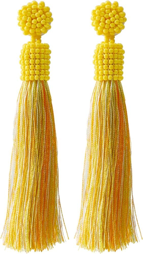 Tassel Earrings for Women Dangling Beaded Earrings Bohemian Tassel Drop Dangle Earrings Summer Be... | Amazon (US)