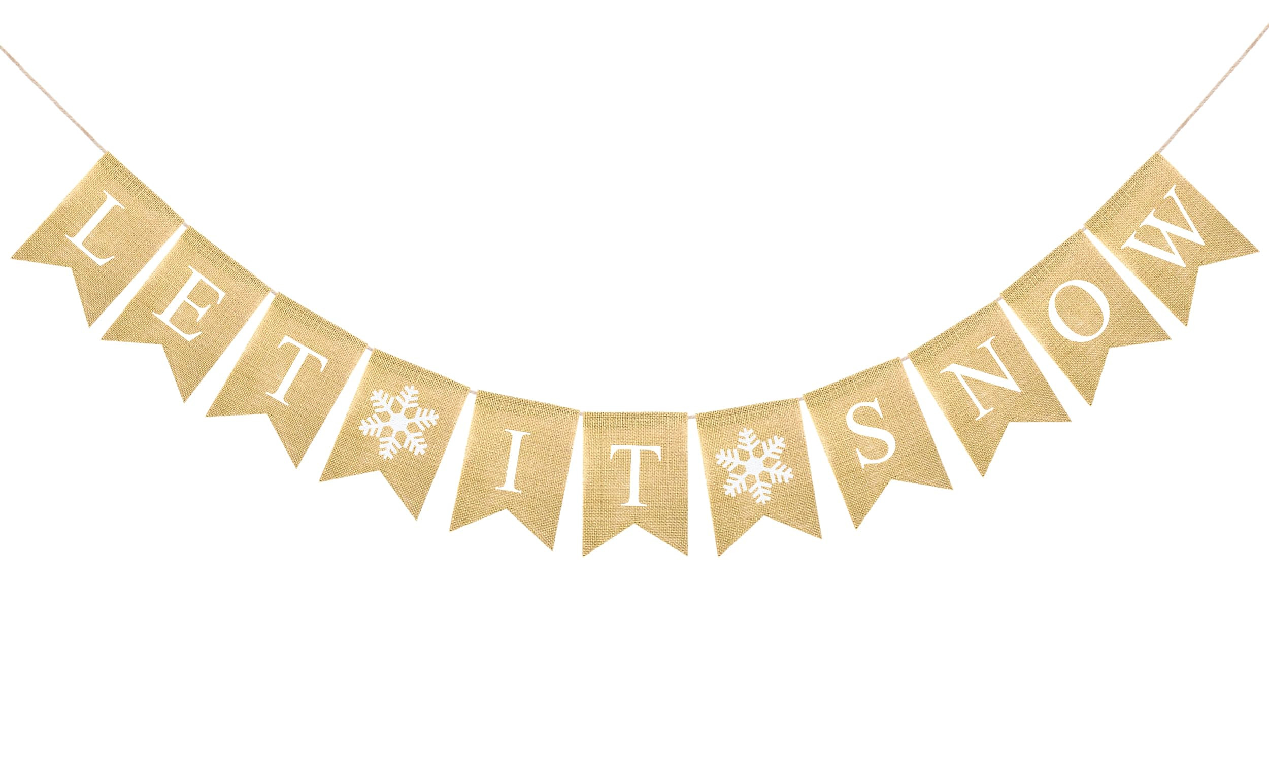 Let It Snow Banner Christmas Decorations for Home Mantle Fireplace Snowflake Bunting Garland for ... | Amazon (US)