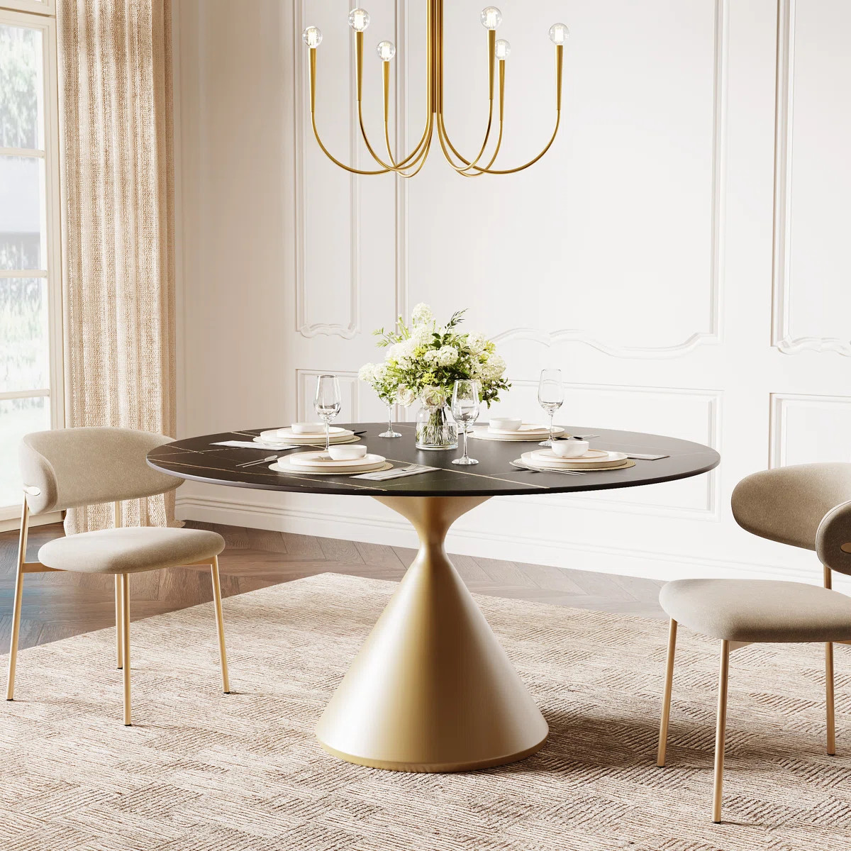 Suzzie 47" Sintered Stone Round Dining Table For 4-6 | Wayfair North America