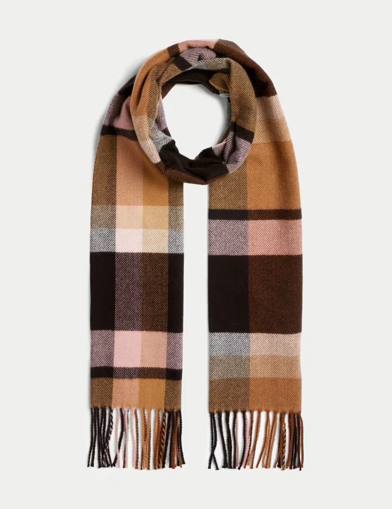Woven Checked Tassel Scarf | Marks & Spencer (UK)