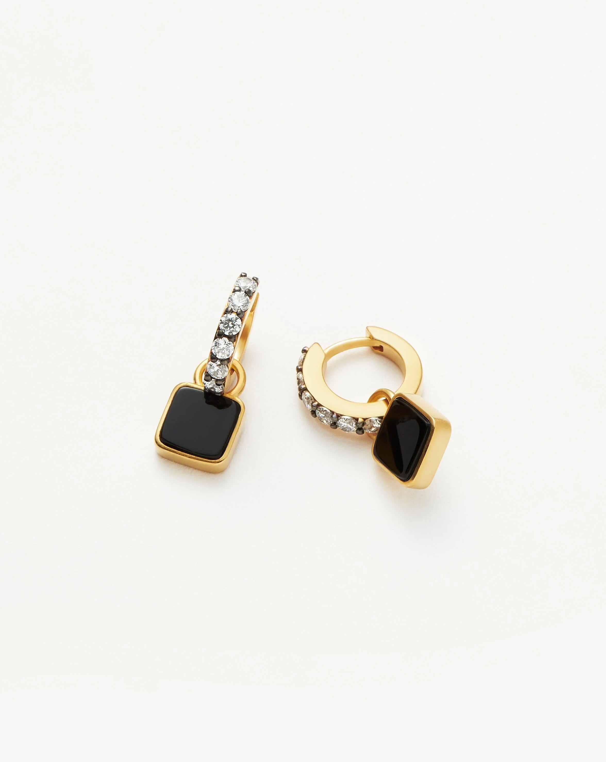 lucy-williams-square-black-onyx-charm-mini-hoop-earrings | Missoma UK