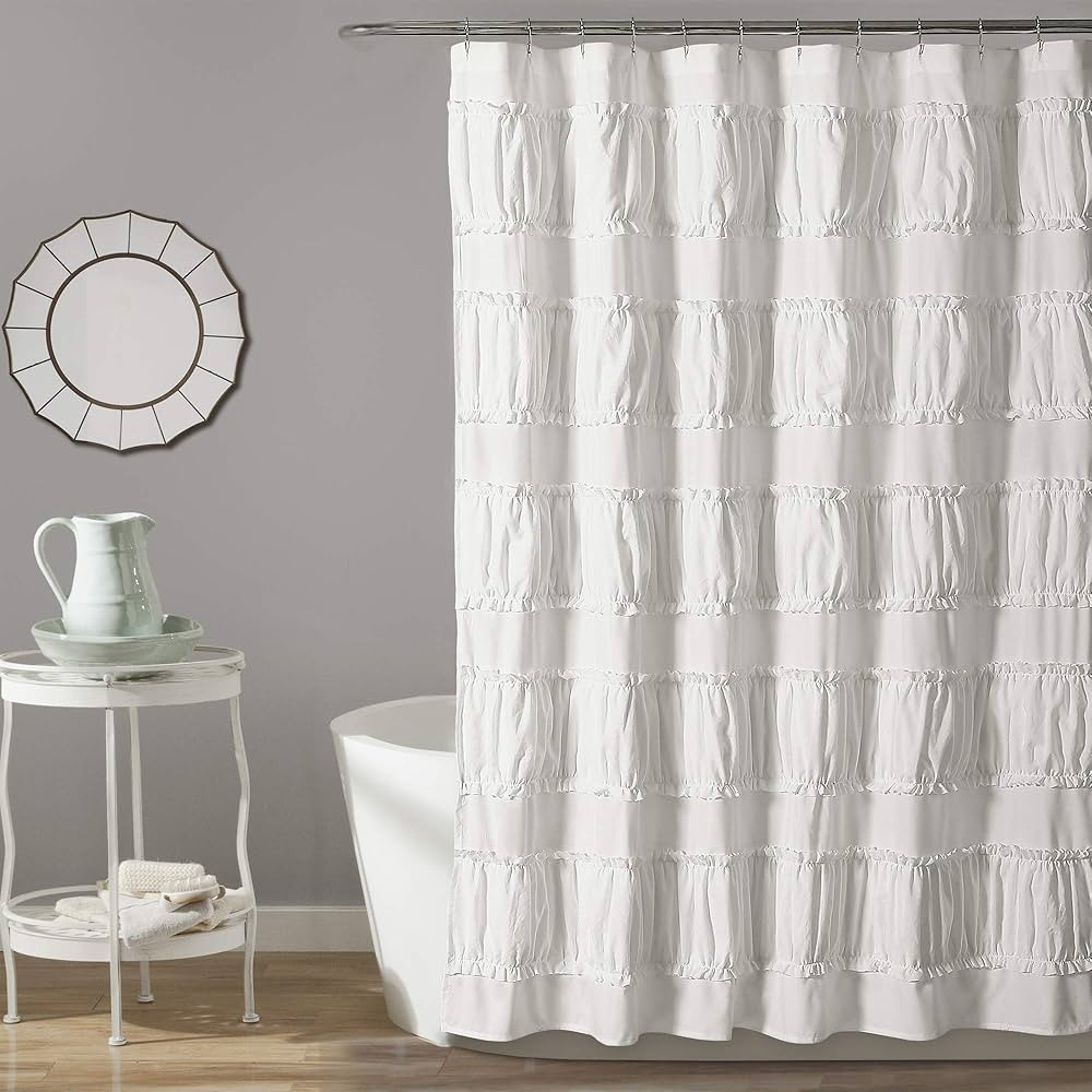 Lush Decor, 72" x 72", White Nova Ruffle Shower Curtain | Amazon (US)