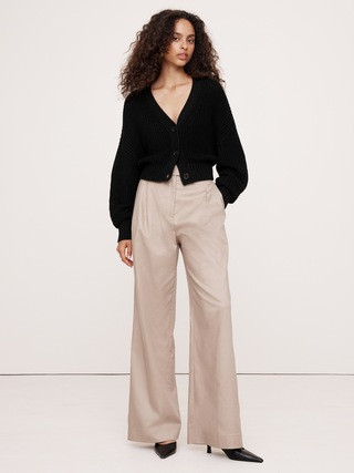 Oversized Cropped Cotton Cardigan | Banana Republic (US)