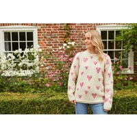 Women's Sweetheart Sweater - Heart Pattern Jumper Love Pink Hearts Knitted Wool Pullover Mohair Fair Trade Pachamama | Etsy (US)
