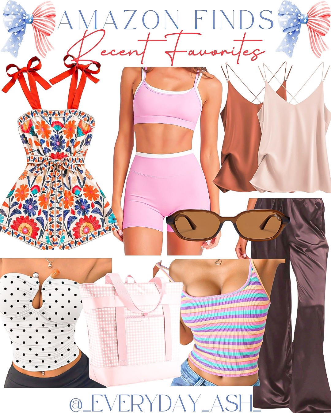 Amazon // recent favorites 💕✨

Romper, pink active set, silk fashion, silk tank top, silk pants, tube top, tote bag, summer fashion