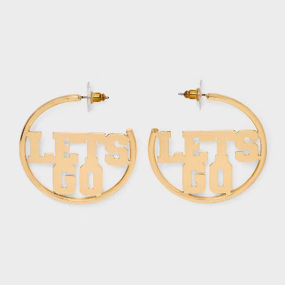 Let's Go Game Day Hoop Earrings - Universal Thread™ Gold | Target