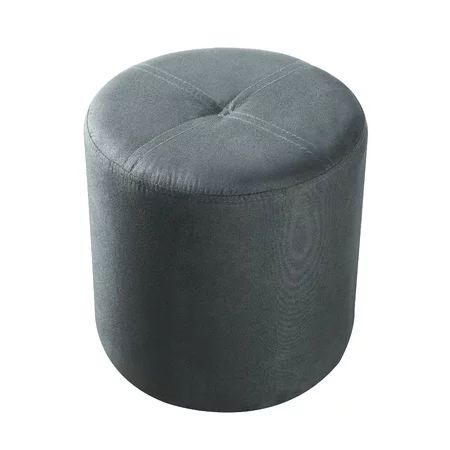 Ula Contemporary 13.5"" Round Ottoman Footstool, Gray Microfiber | Walmart (US)