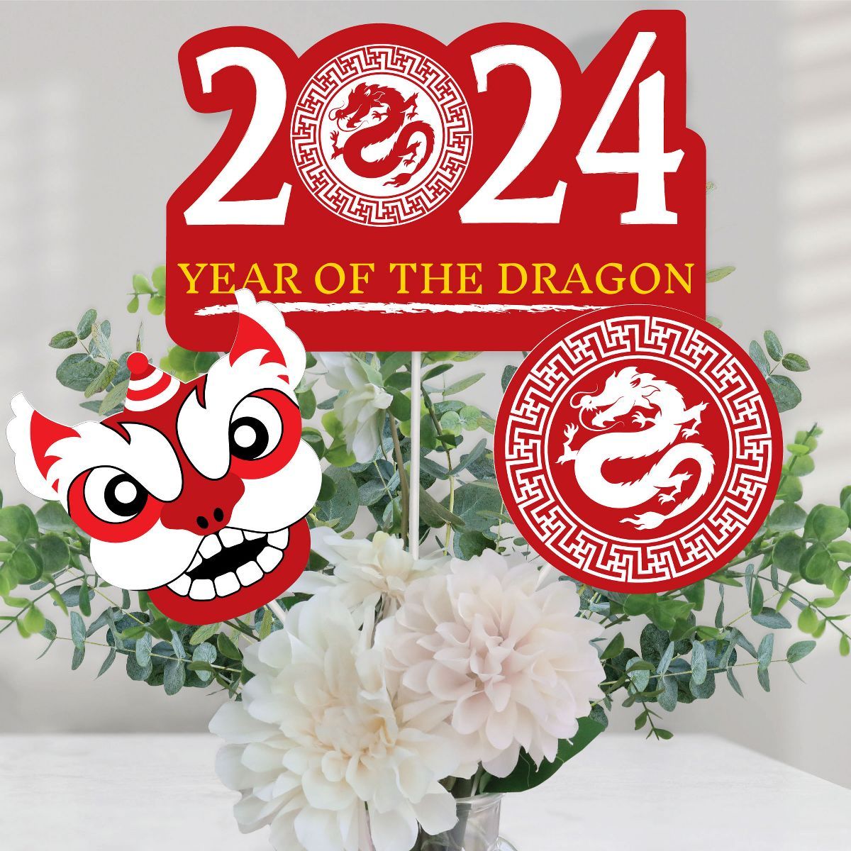 Big Dot of Happiness 2024 Year of the Dragon - Lunar New Year Centerpiece Sticks - Table Toppers ... | Target