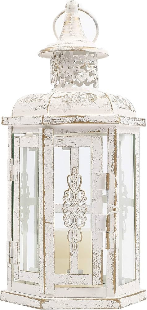 JHY DESIGN Decorative Hanging Lanterns, 25cm High Vintage Glass Candlestick Metal Candle Holder f... | Amazon (UK)
