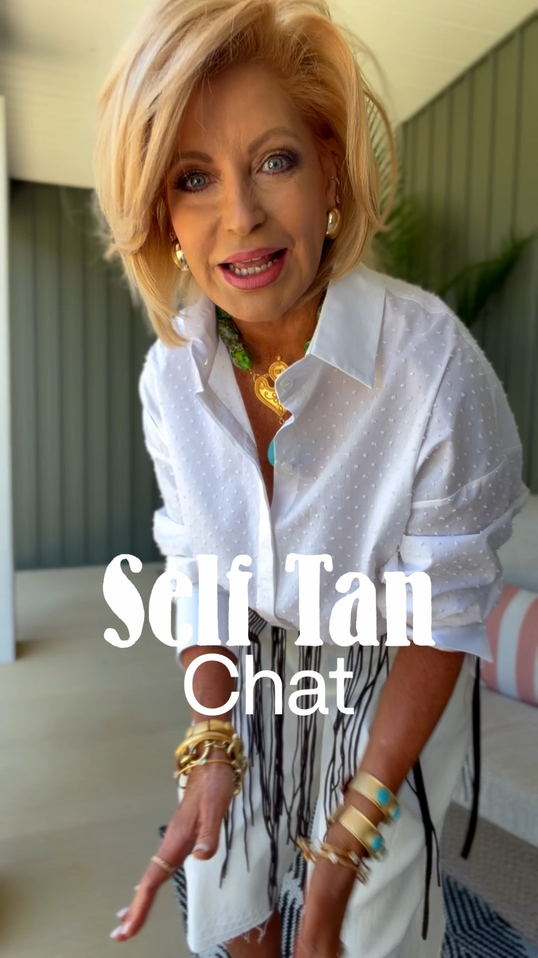 My top is o/s & wearing a 27 in my culottes My vintage necklace is a one of a kind Deep South.  I wear the dark in my tanner. I’m naturally med skin tone & tan very easily. The light doesn’t show on my skin. I apply a couple of times a week 

#LTKvlog #LTKgrwm #LTKstorytime