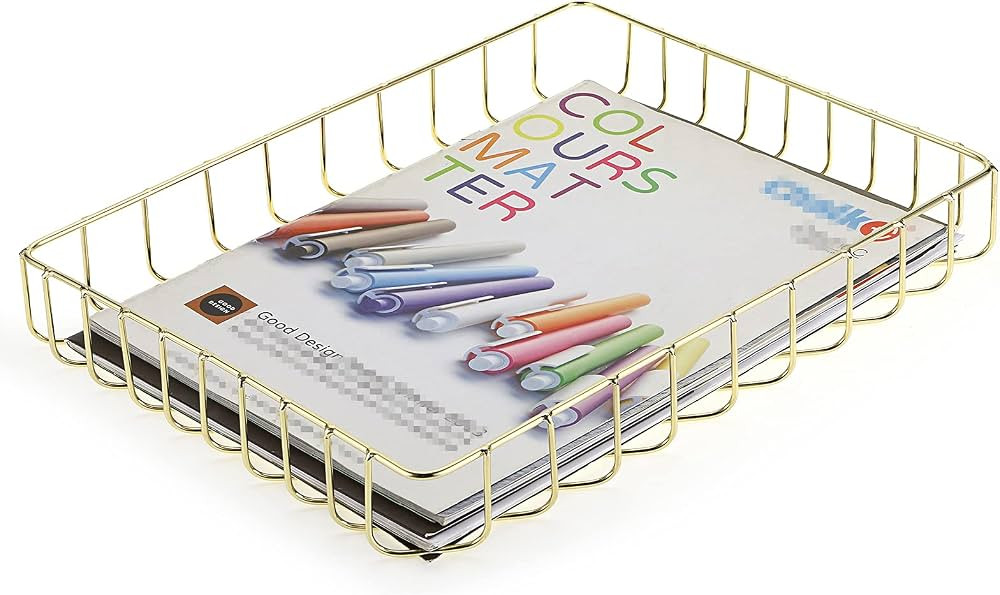BTSKY Multipurpose A4 File Tray Wire Desk Tray Organizer Elegant Letter Size Desk Documents Tray ... | Amazon (US)