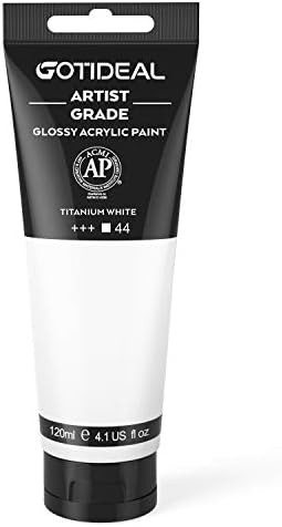 GOTIDEAL Acrylic Paint Titanium White Tubes(120ml, 4.1 oz) Non Toxic Non Fading,Rich Pigments for... | Amazon (US)
