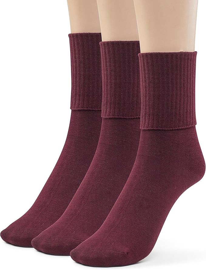 Womens Soft Rayon from Bamboo Dress Socks Crew Seamless Toe Turn Cuff Socks 3-6 Pairs | Amazon (US)
