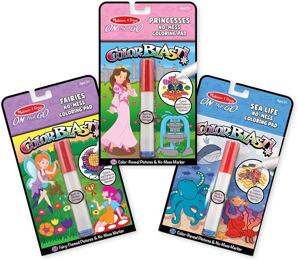 Melissa & Doug On the Go ColorBlast! Activity Books Set - Fairy, Princess, and Sea Life | Amazon (US)